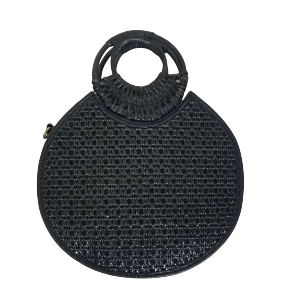ANTHROPOLOGIE Womens Marianne Black Woven Crossbody Circle Bag - Picture 9 of 12